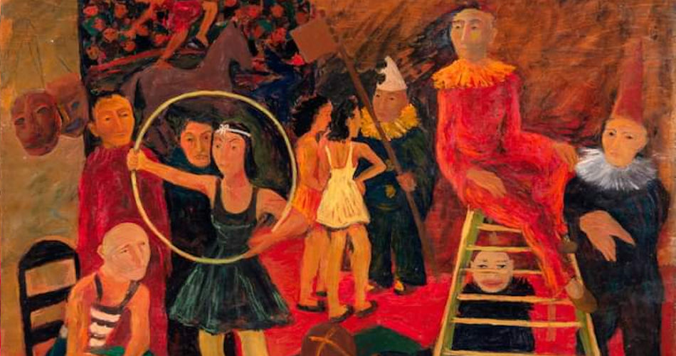 Arnaldo Badodi, Il Circo, 1939, Dipinto olio su tavola,71 × 91 cm, Collezione Giuseppe Iannaccone Arnaldo Badodi, Il Circo, 1939, Dipinto olio su tavola,71 × 91 cm, Collezione Giuseppe Iannaccone