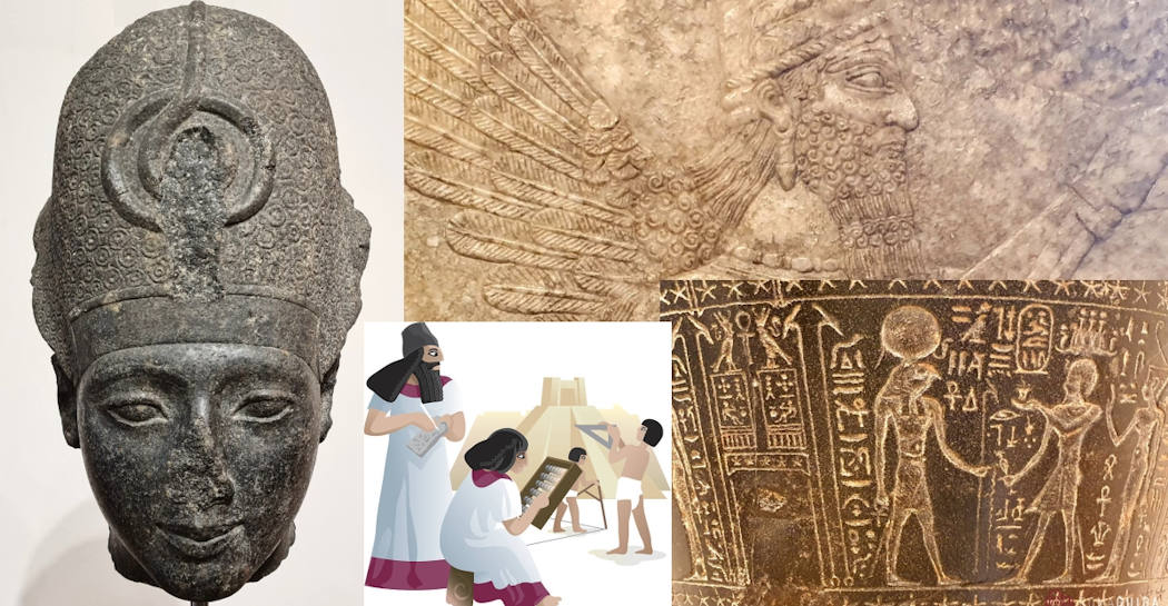 Collage di immagini di Arte mesopotamica ed egizia al Museo Barracco