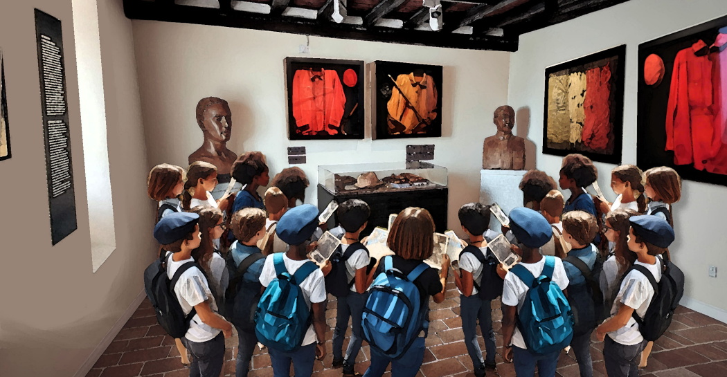 Bambini che partecipano ad una caccia al tesoro a tema risorgimentale Bambini che partecipano ad una caccia al tesoro a tema risorgimentale