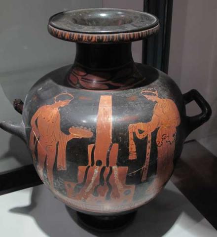 Vaso per acqua (hydria) da Paestum a figure rosse